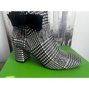 Brand New!! Kate Spade Harlie Houndstooth Bow Dress Booties -Size 9.5